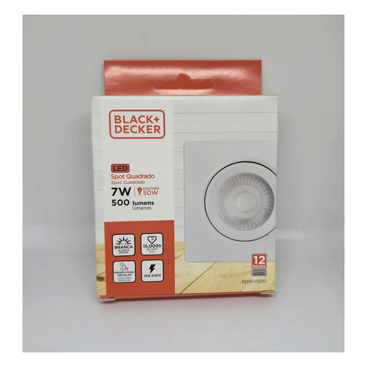 Spot Quadrado LED 7W Black Decker 6500K Spot LED quadrado 7W Black Decker 6500K bivolt para embutir na cor branca Led Maricá RJ.