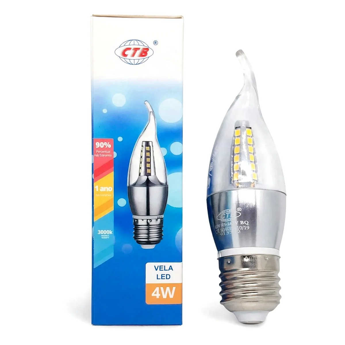 Lâmpada LED Vela Chama 4W E27 3000K CTB Lâmpada LED Vela Chama 4W E27 3000K CTB em Maricá RJ luz quente decorativa