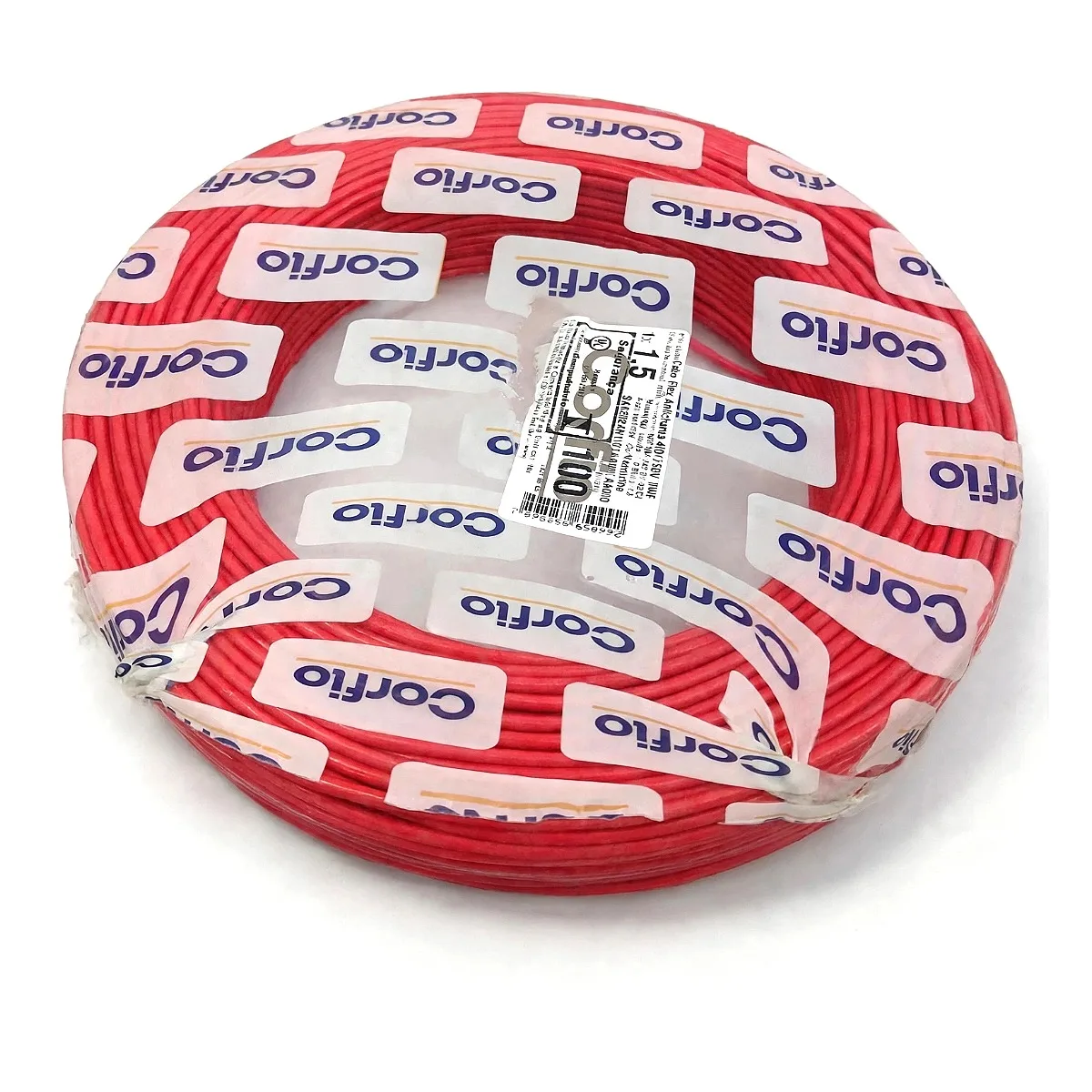 Fio Flexível 1,5mm Corfio Vermelho - 100 Metros Rolo de fio flexível 1,5mm Corfio vermelho 100 metros para instalações elétricas na Led Maricá RJ.