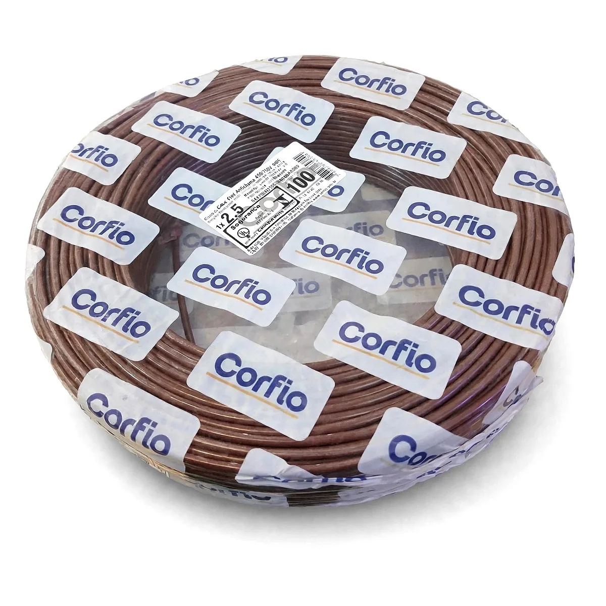 Cabo Flexível Corfio 2,5mm² Marrom - Rolo 100 Metros Rolo de 100 metros de cabo flexível 2,5mm Corfio marrom para instalações elétricas na Led Maricá RJ.