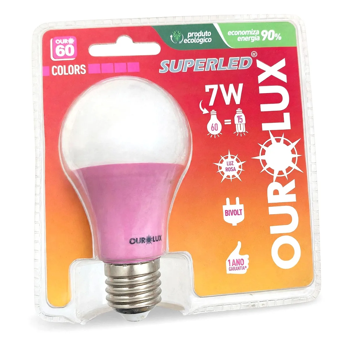 Lâmpada Superled 7W E27 Rosa Lâmpada Superled 7W E27 Rosa — Led Maricá