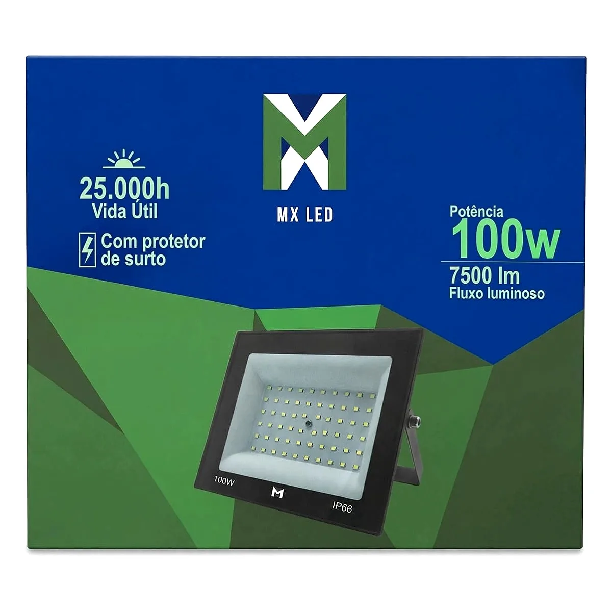 Refletor LED 100W MX Led 3000k Luz Quente Refletor 100W MX Led luz amarela 3000k para fachadas e jardins da Led Maricá RJ