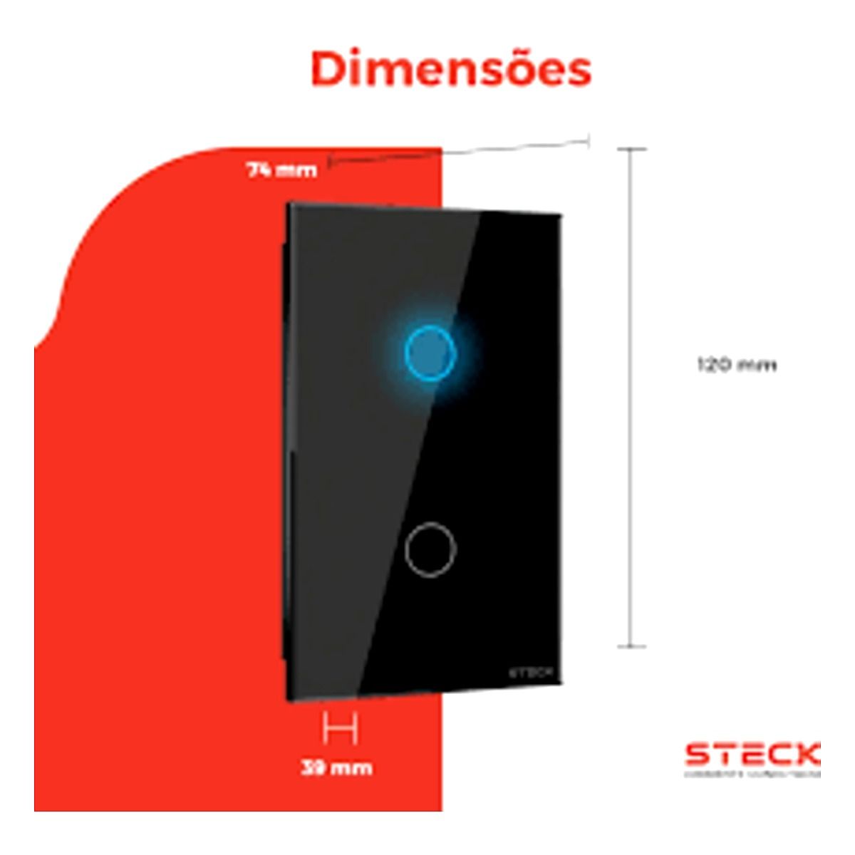 Interruptor 2 Touch Wi-Fi - Preto