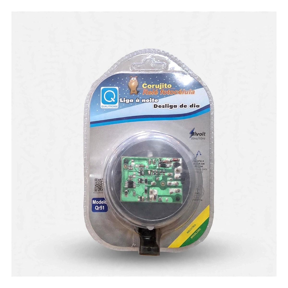 Relé fotocélula Qualitronix com base para controle automático de iluminação externa na Led Maricá RJ.