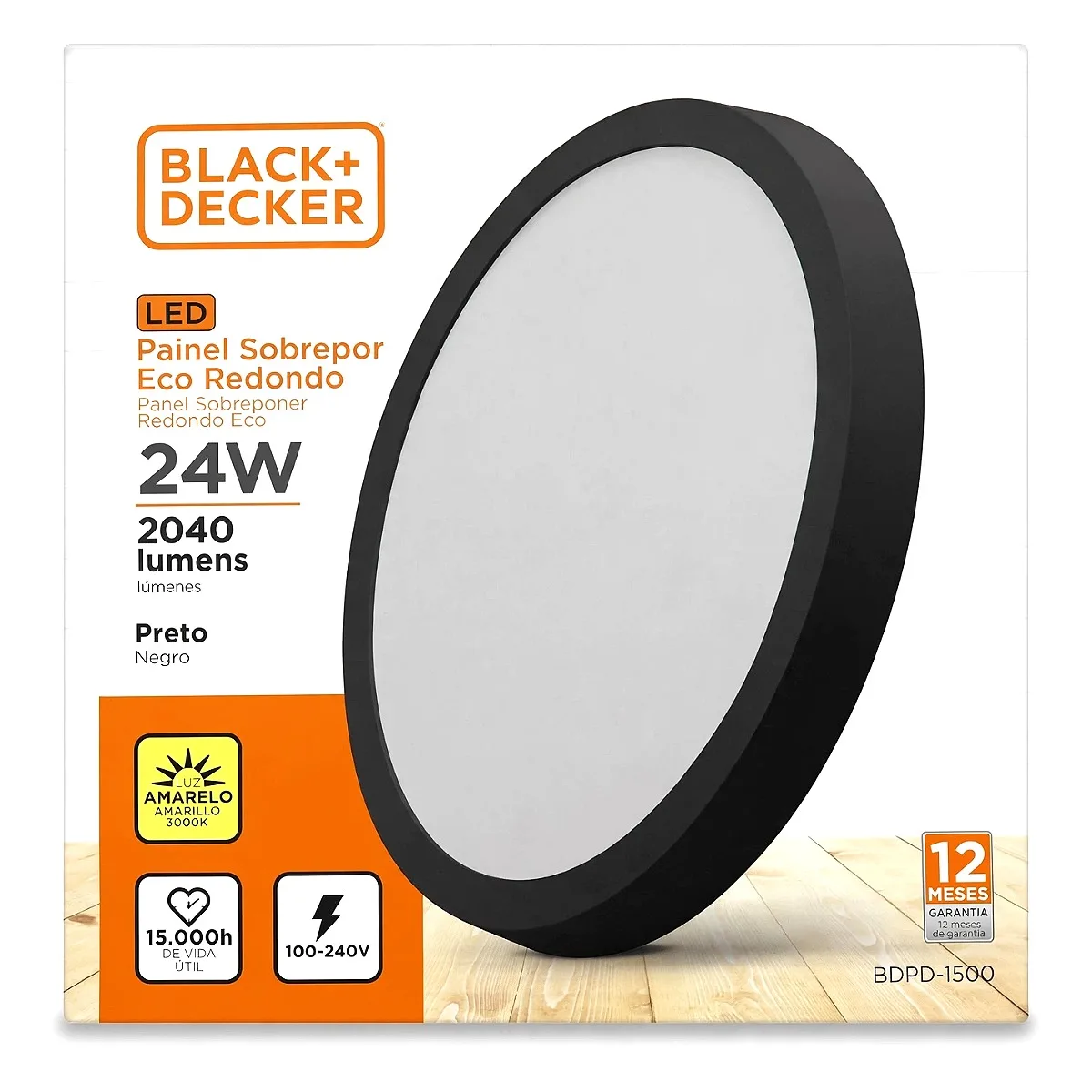 Painel B+D Sobrepor 24W Preto - 3000k Painel B+D Sobrepor 24W Preto - 3000k — Led Maricá
