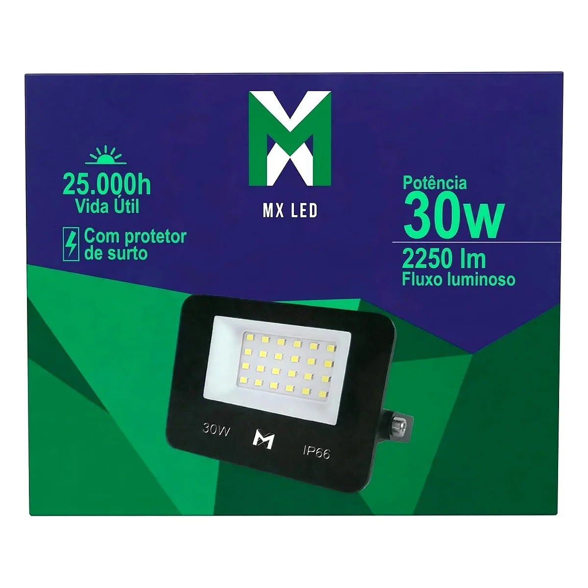 Refletor LED 30W MX Led Verde Refletor LED 30W luz verde MX Led bivolt para iluminação decorativa de jardins na Led Maricá RJ.