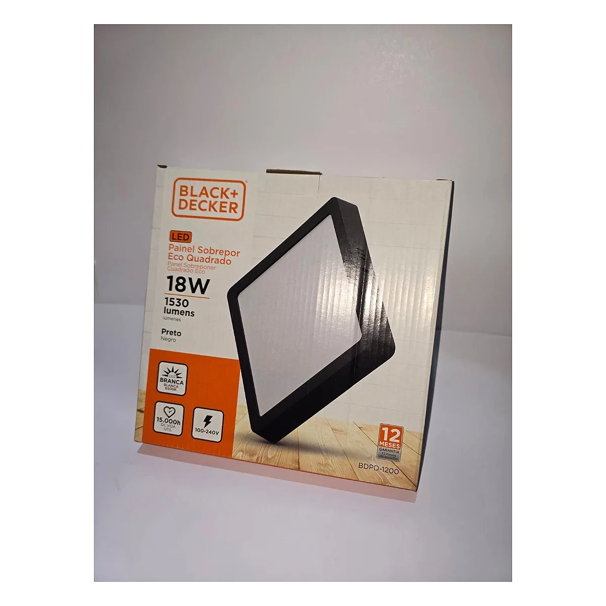Painel B+D Sobrepor Quadrado 18w preto - 6500k Painel B+D Sobrepor Quadrado 18w preto - 6500k — Led Maricá