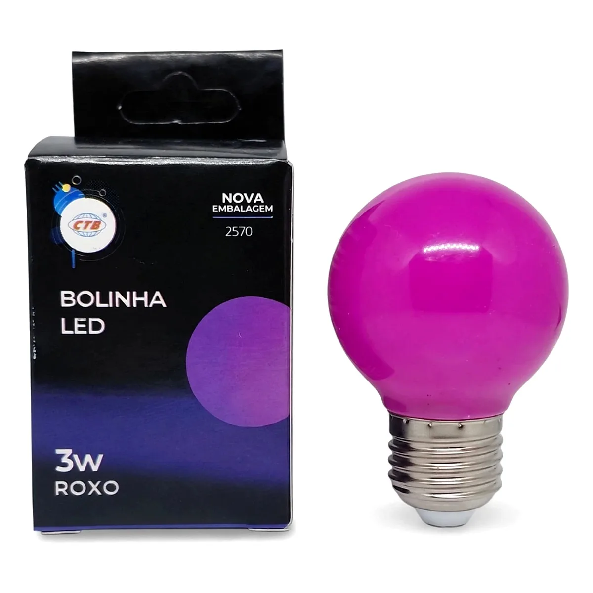 Lampada Bolinha LED 3W E27 Roxo CTB Lampada Bolinha LED 3W E27 Cor Roxa CTB em Marica RJ