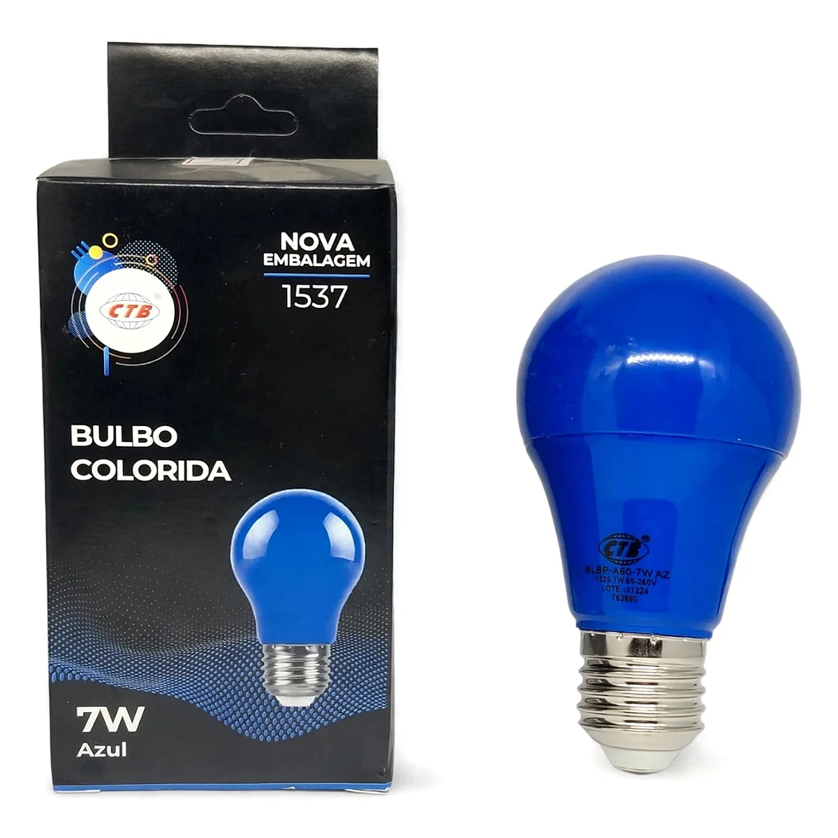 Lampada LED Bulbo 7W Azul CTB E27 Lampada LED Bulbo 7W CTB azul base E27 para iluminacao decorativa residencial em Marica RJ