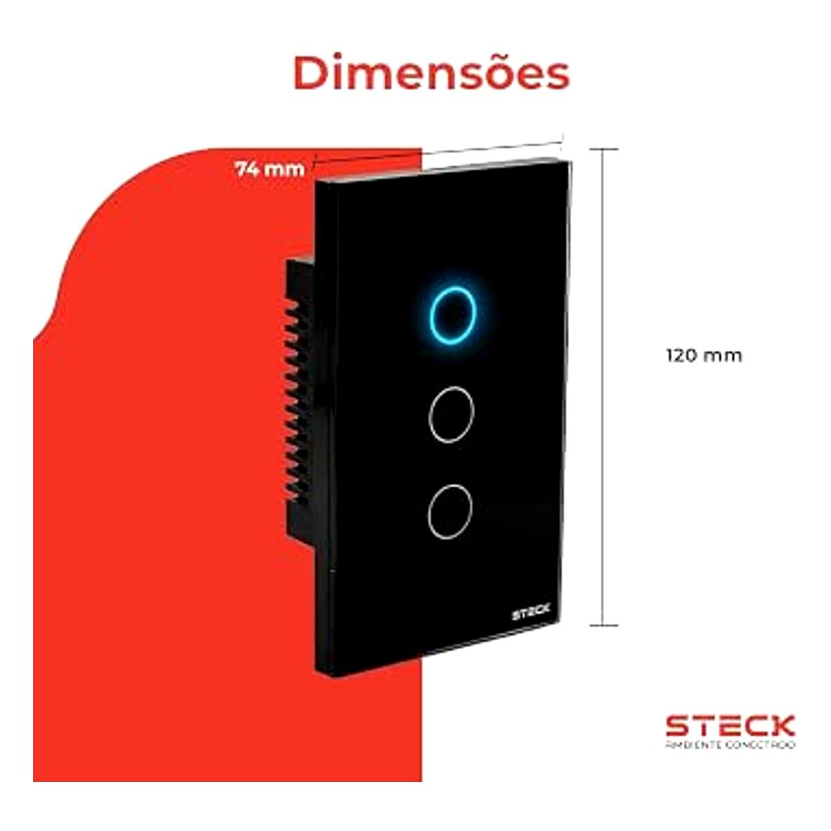 Interruptor 3 Touch Wi-Fi - Preto 2