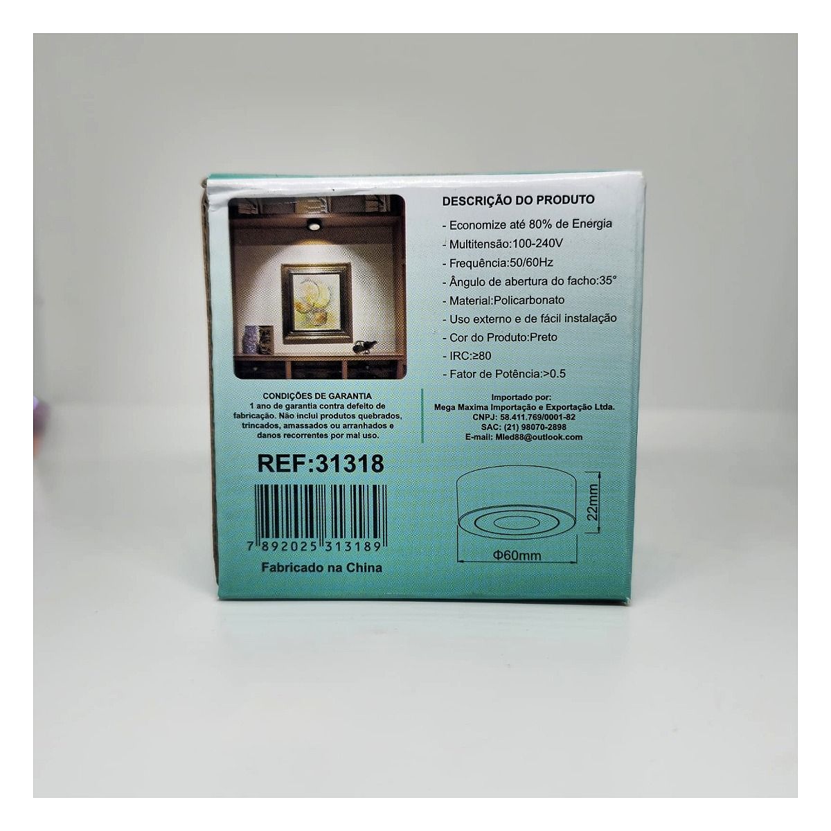 Mini Spot Led 3W Sobrepor Redondo - 3000k 3