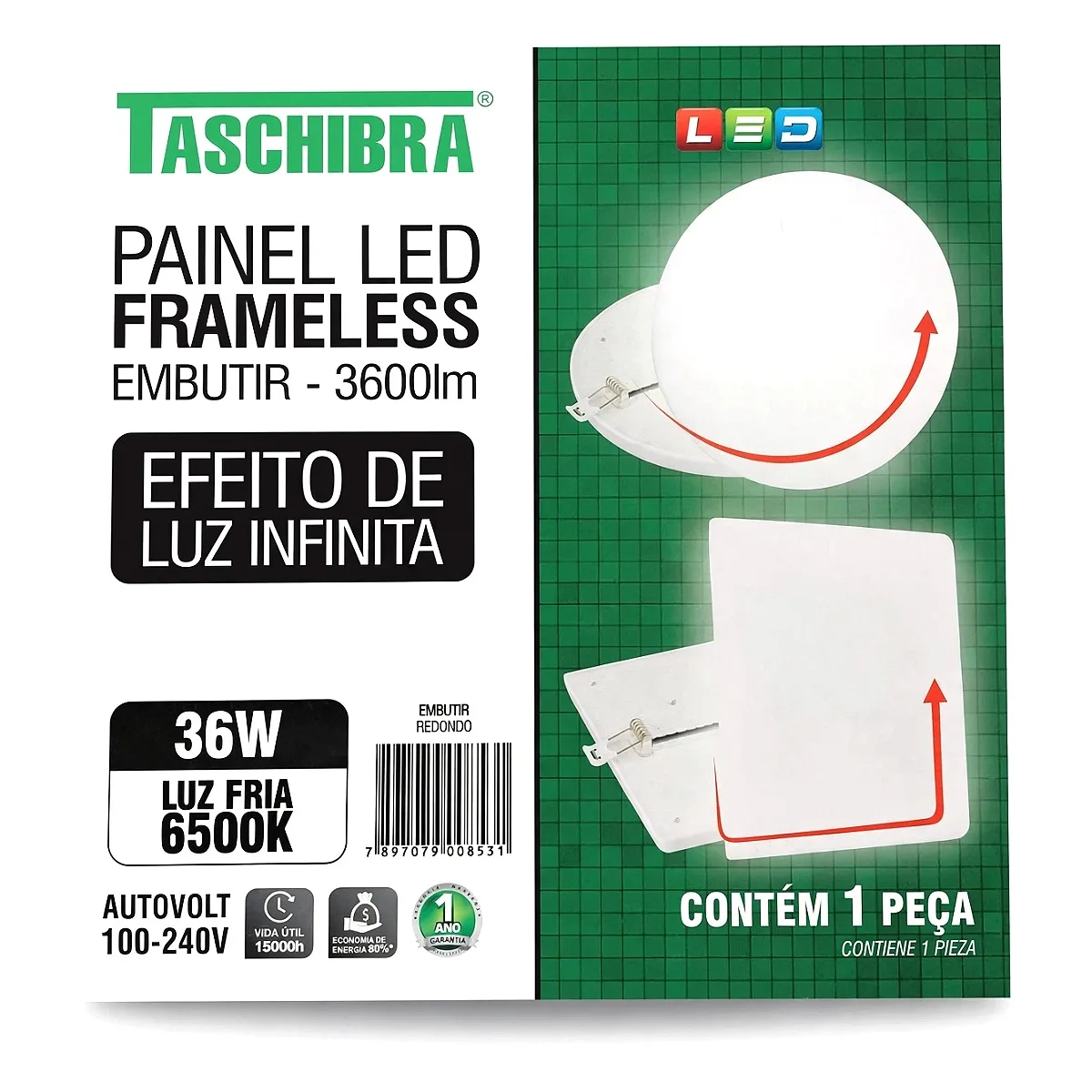 Painel Frameless Efeito Luz Infinita Redondo - 6500k Painel Frameless Efeito Luz Infinita Redondo - 6500k — Led Maricá