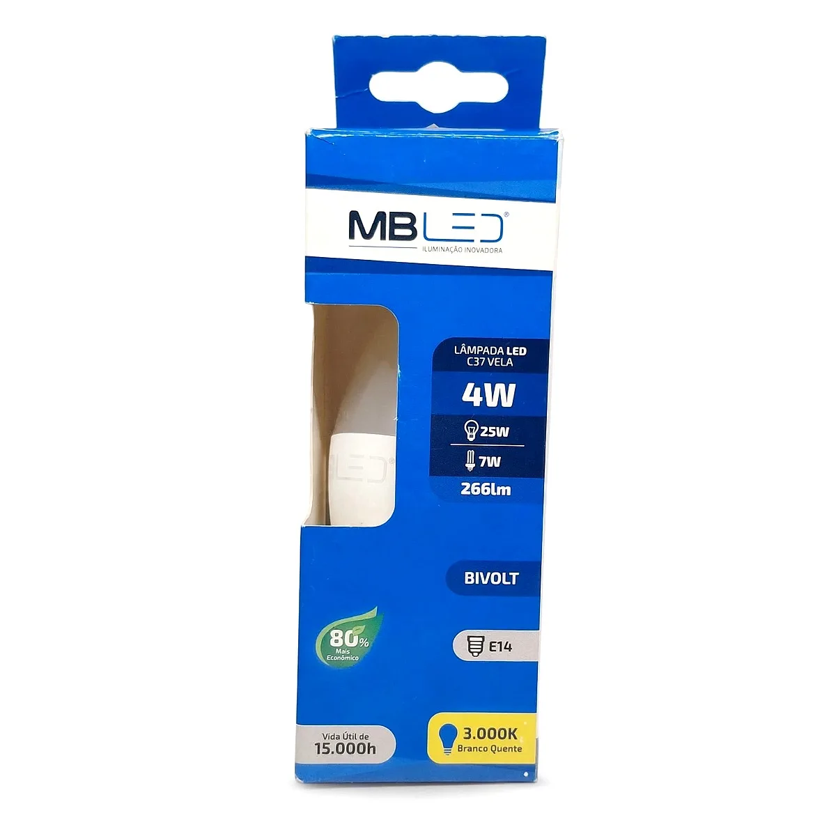 Lâmpada Vela LED 4W E14 Leitosa CTB 3000K Lâmpada vela LED 4W E14 leitosa 3000K CTB luz quente para lustres e arandelas Led Maricá RJ.