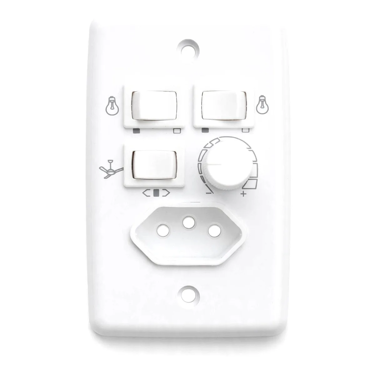 Chave Rotativa 400W Bivolt C/ 2 Interruptores + Tomada 10A Chave Rotativa 400W Bivolt C/ 2 Interruptores + Tomada 10A — Led Maricá