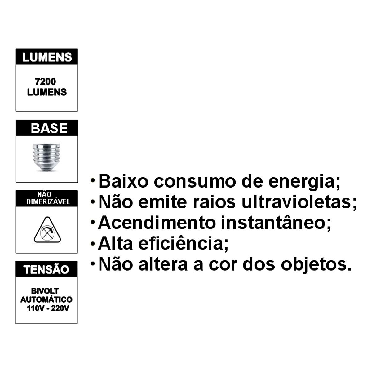 Lâmpada LED 100W Maxxy base E27 branca potente para iluminação comercial em Maricá RJ.
