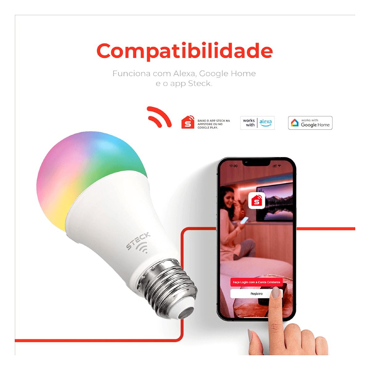 Lâmpada Led RGBW Wi-Fi 7W