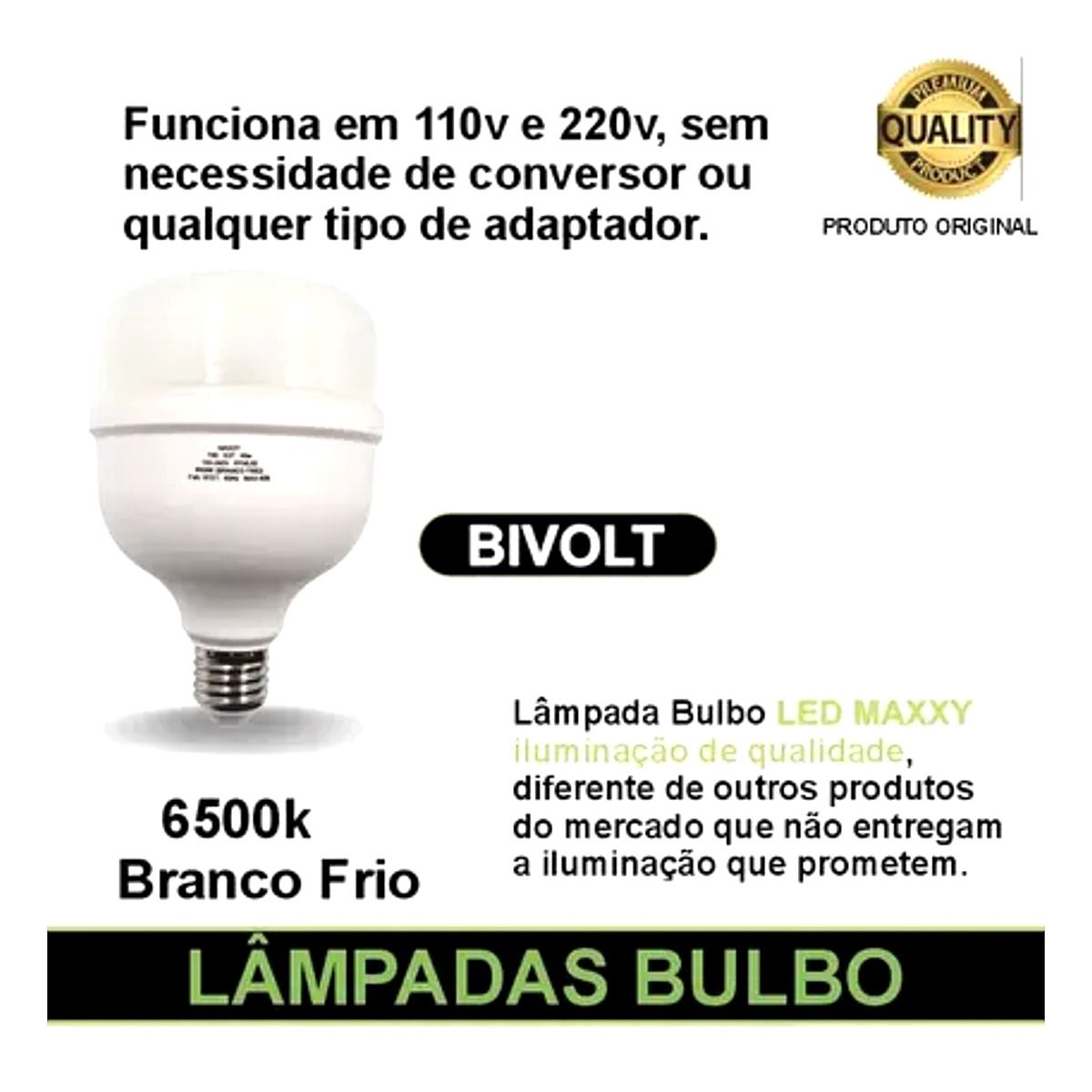 Lampada LED 40W Maxxy base E27 branca potente para grandes ambientes em Marica RJ