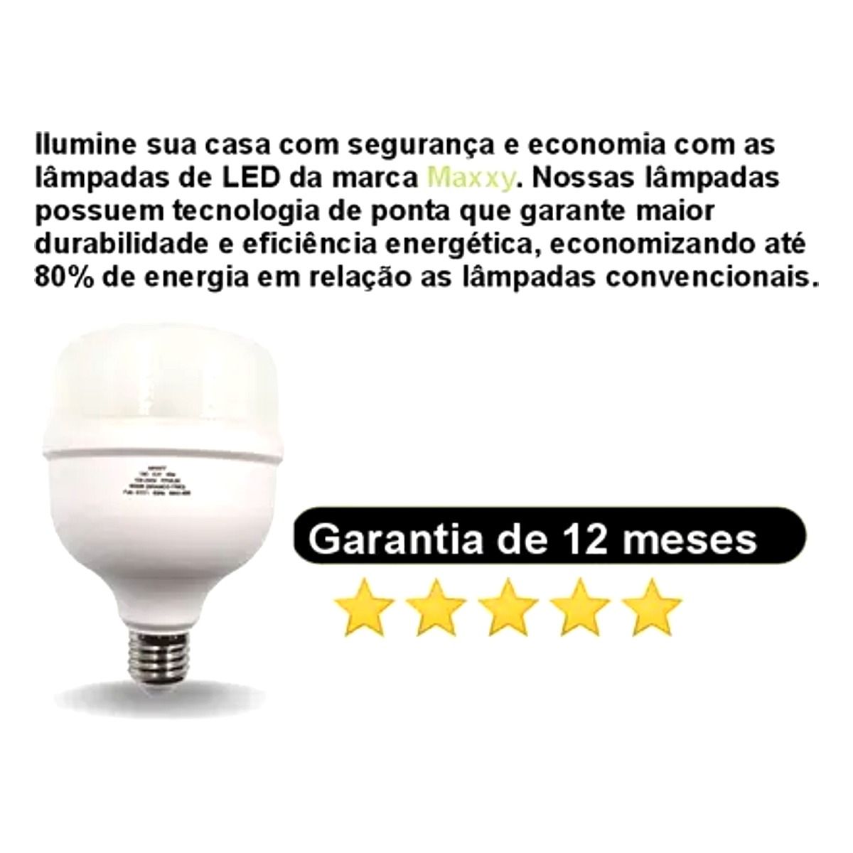 Lâmpada LED 40W Maxxy base E27 branca potente para iluminação residencial e comercial na Led Maricá RJ