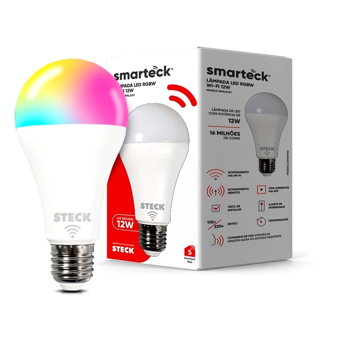 Lâmpada Led RGBW Wi-Fi 12W