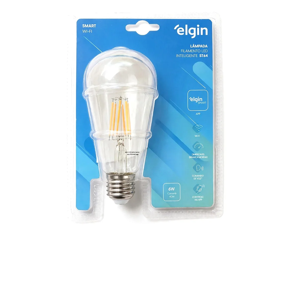 Lâmpada Filamento LED Inteligente ST64 6W Elgin Lâmpada de filamento LED inteligente ST64 6W 2200K Elgin em Maricá RJ.