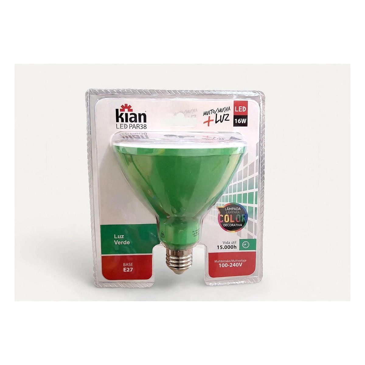 Lâmpada Led PAR 38 E27 16W - Verde