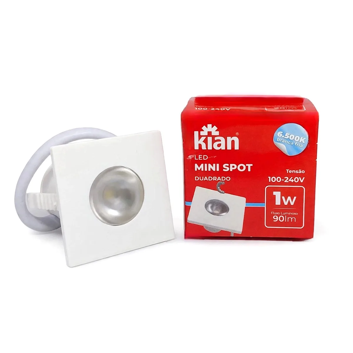 Mini Spot LED Quadrado Kian 1W 6500K Branca Mini spot de embutir quadrado Kian 1W 6500K luz branca em Maricá RJ na Led Maricá.