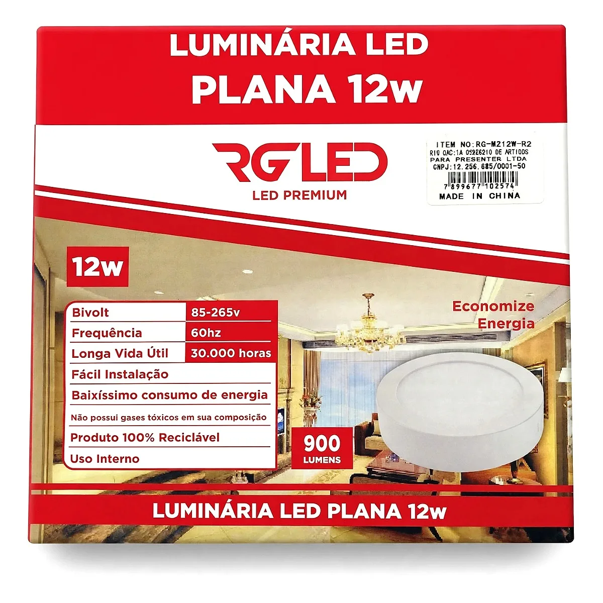 Painel RG Led Sobrepor Redondo 12W - 3000K Painel RG Led Sobrepor Redondo 12W - 3000K — Led Maricá