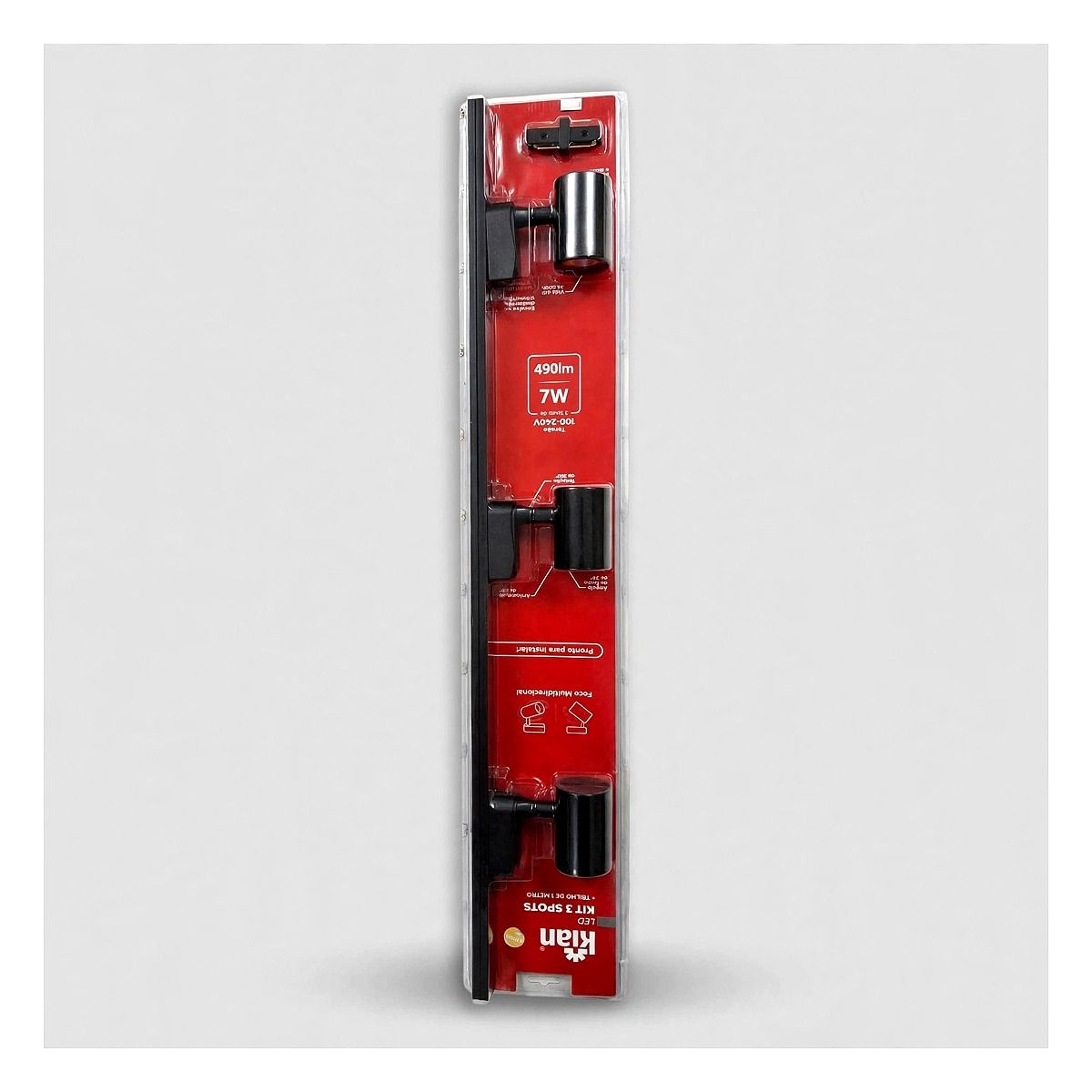 Kit 3 Spots + Trilho de 1 Metro Preto 7W - 3000k 2