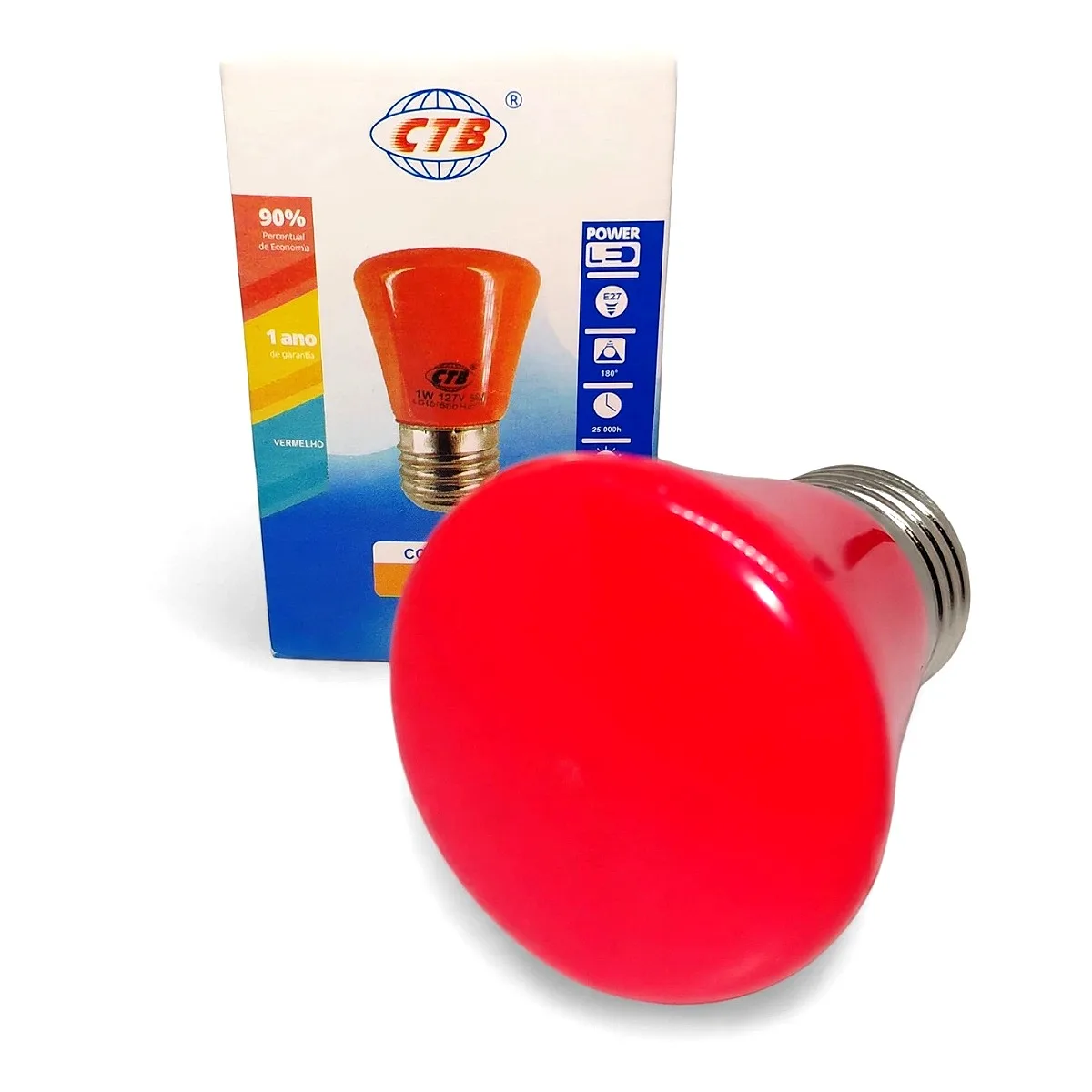 Lâmpada LED Mini Bulbo T44 1W E27 Vermelha CTB Lâmpada LED decorativa mini bulbo T44 1W vermelha E27 CTB em Maricá RJ.