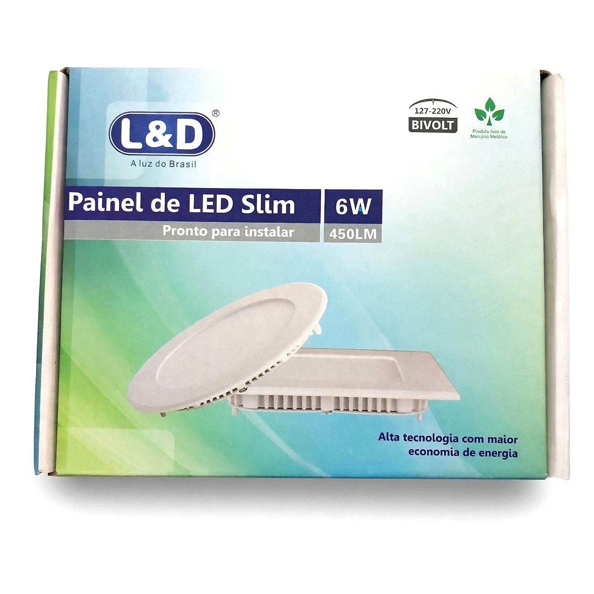 Painel L E D Slim Redondo 6W - 3000k