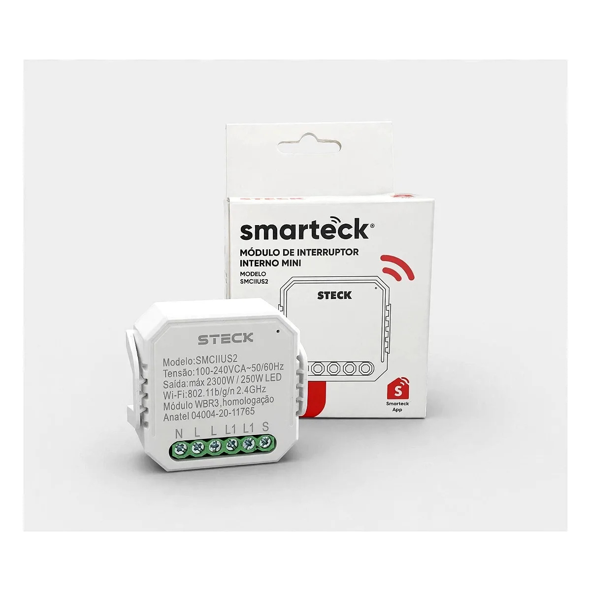 Módulo de Interruptor Interno Mini Smarteck Steck Modulo de interruptor interno mini Smarteck Steck para automação residencial em Maricá RJ.