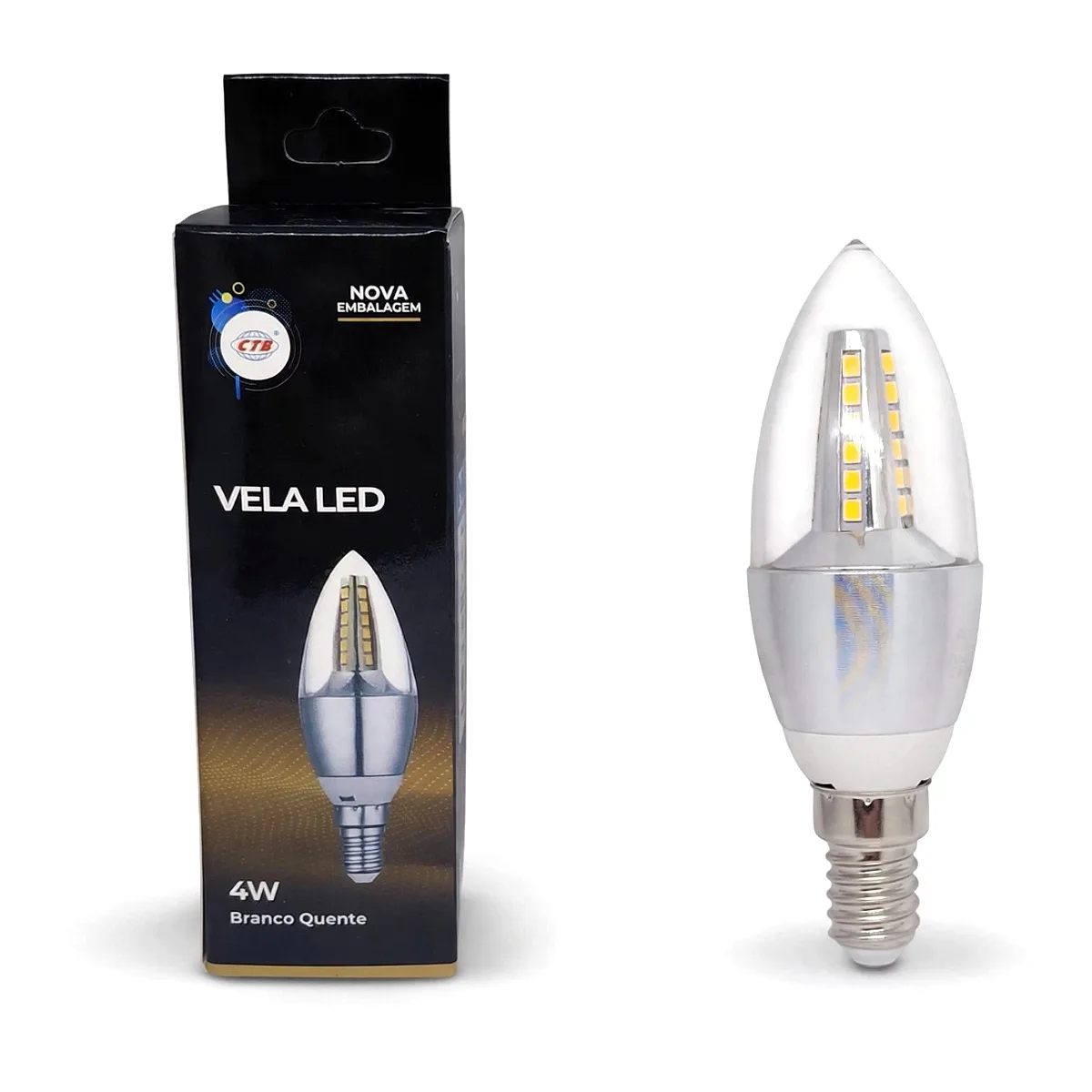 Lampada Vela LED 4W E14 3000K CTB Lampada LED Vela 4W E14 3000K CTB em Marica RJ para lustres e arandelas decorativas