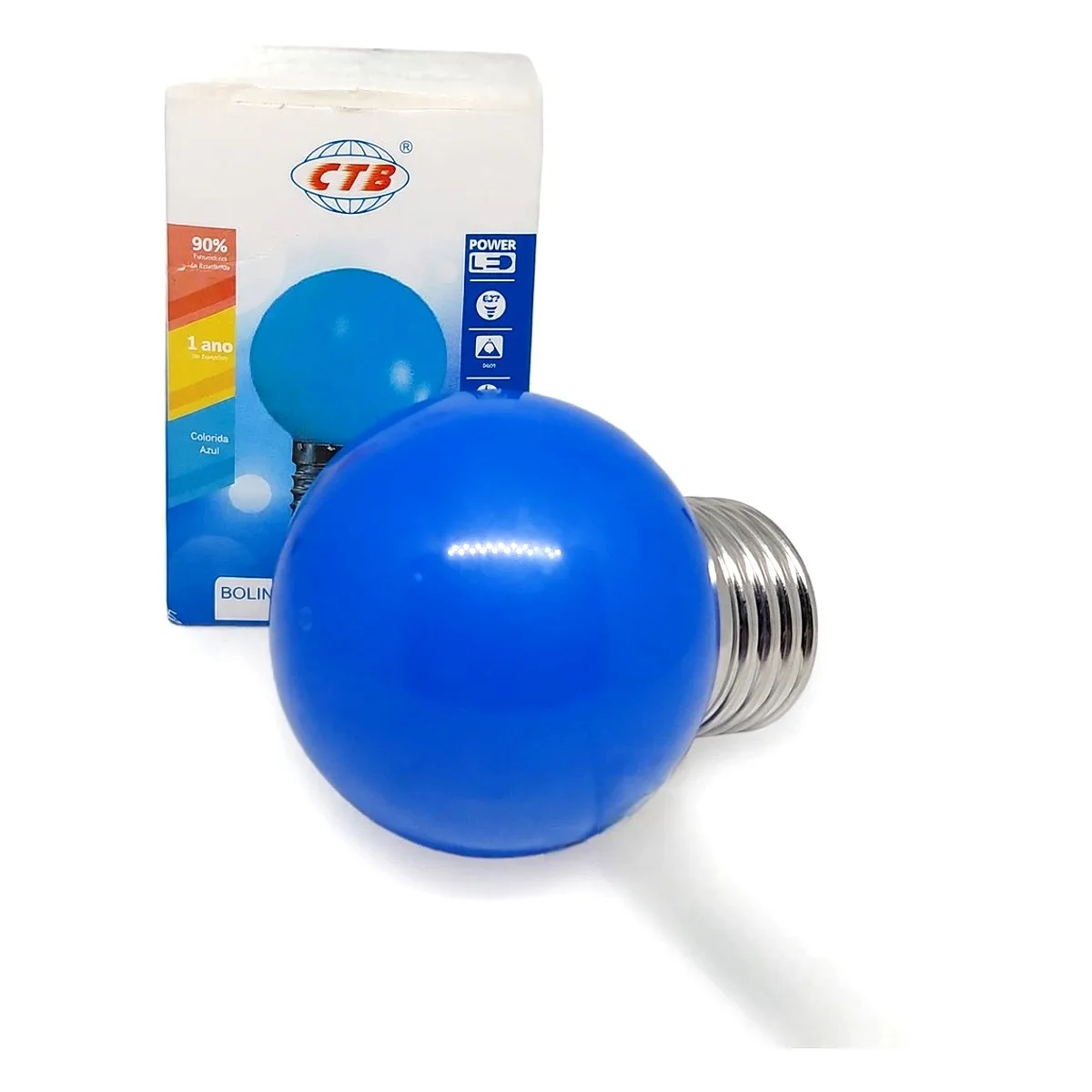 Lâmpada Bolinha LED Colorida 1W 127V Azul CTB Lâmpada bolinha LED 1W CTB azul 127V soquete E27 para decoração na Led Maricá RJ