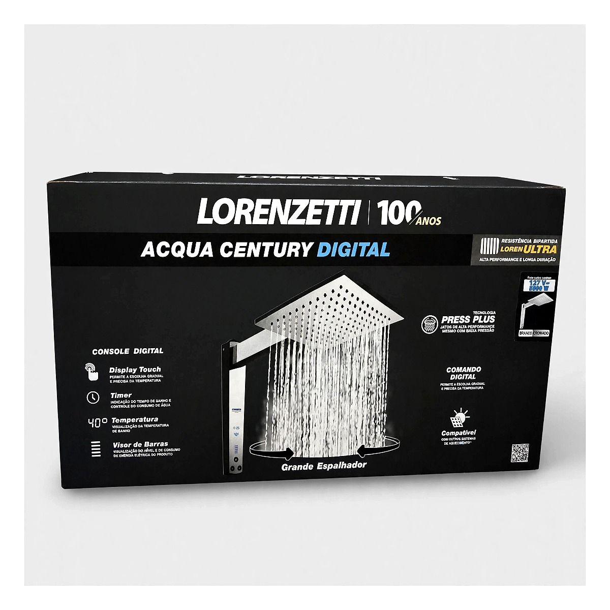 Chuveiro Lorenzetti Acqua Century Digital Branco Cromado | 127V 2