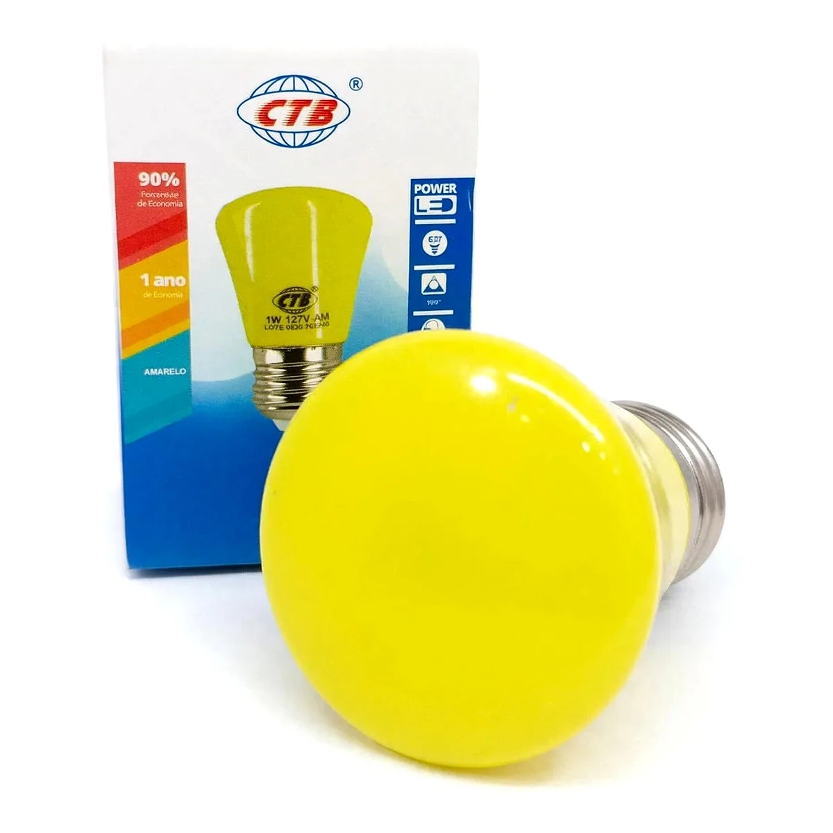 Lâmpada Amarela Led Mini Bulbo T44 1W E27 CTB Lâmpada Amarela Led Mini Bulbo T44 1W E27 CTB — Led Maricá