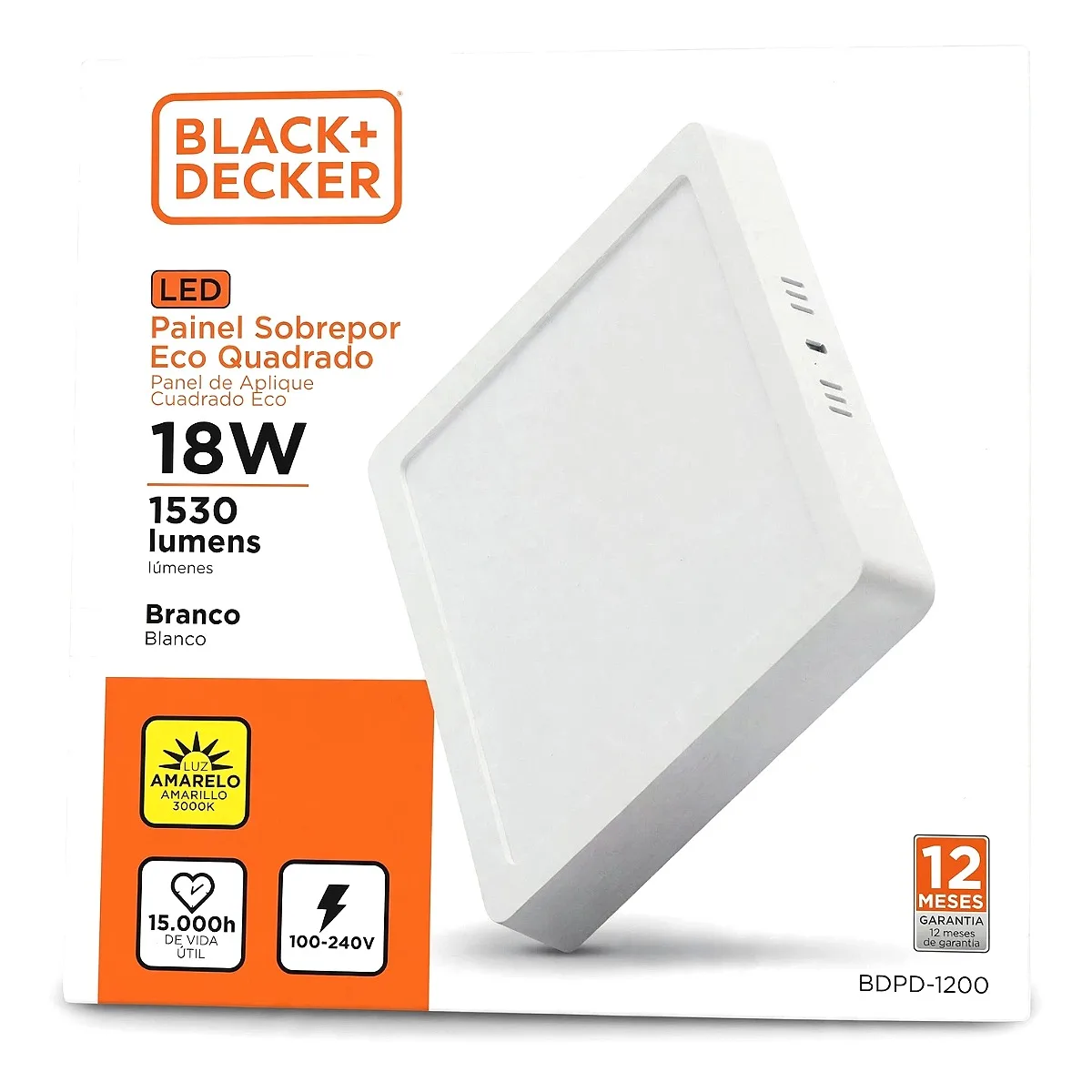 Painel Sobrepor B+D Quadrado 18W - 3000k Painel Sobrepor B+D Quadrado 18W - 3000k — Led Maricá