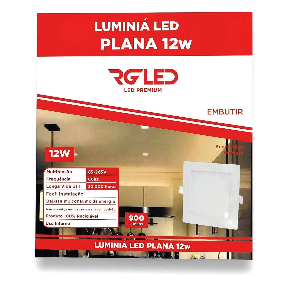 Painel RG Led Embutir 12W - 3000k Painel RG Led Embutir 12W - 3000k — Led Maricá
