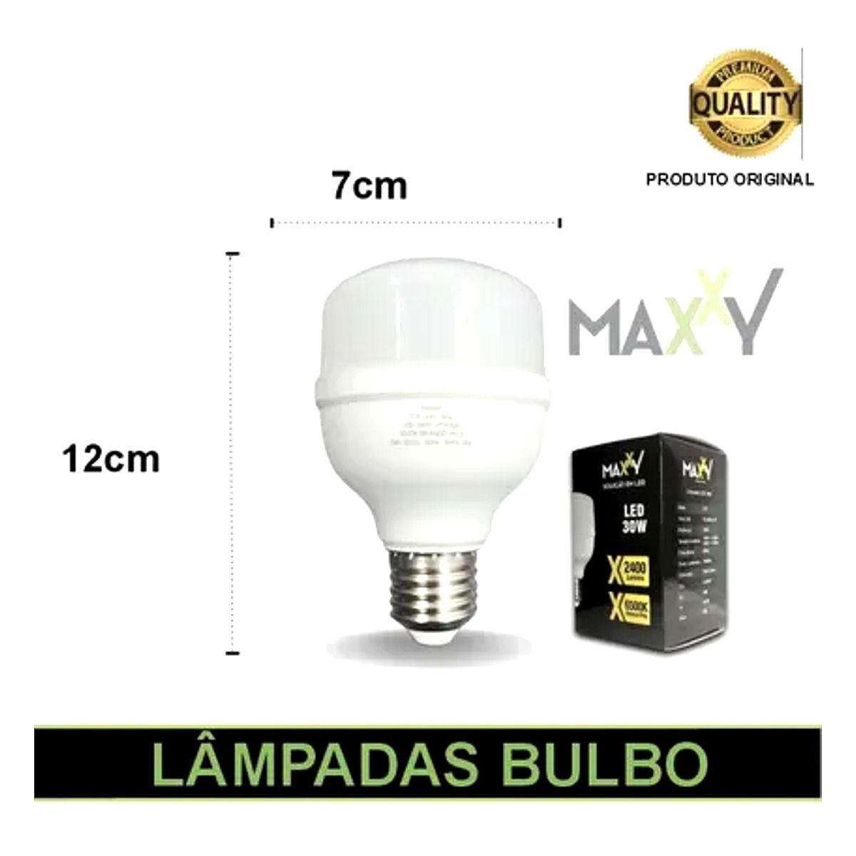 Lâmpada LED Bulbo 30W Maxxy base E27 branca potente para iluminação residencial e comercial na Led Maricá RJ