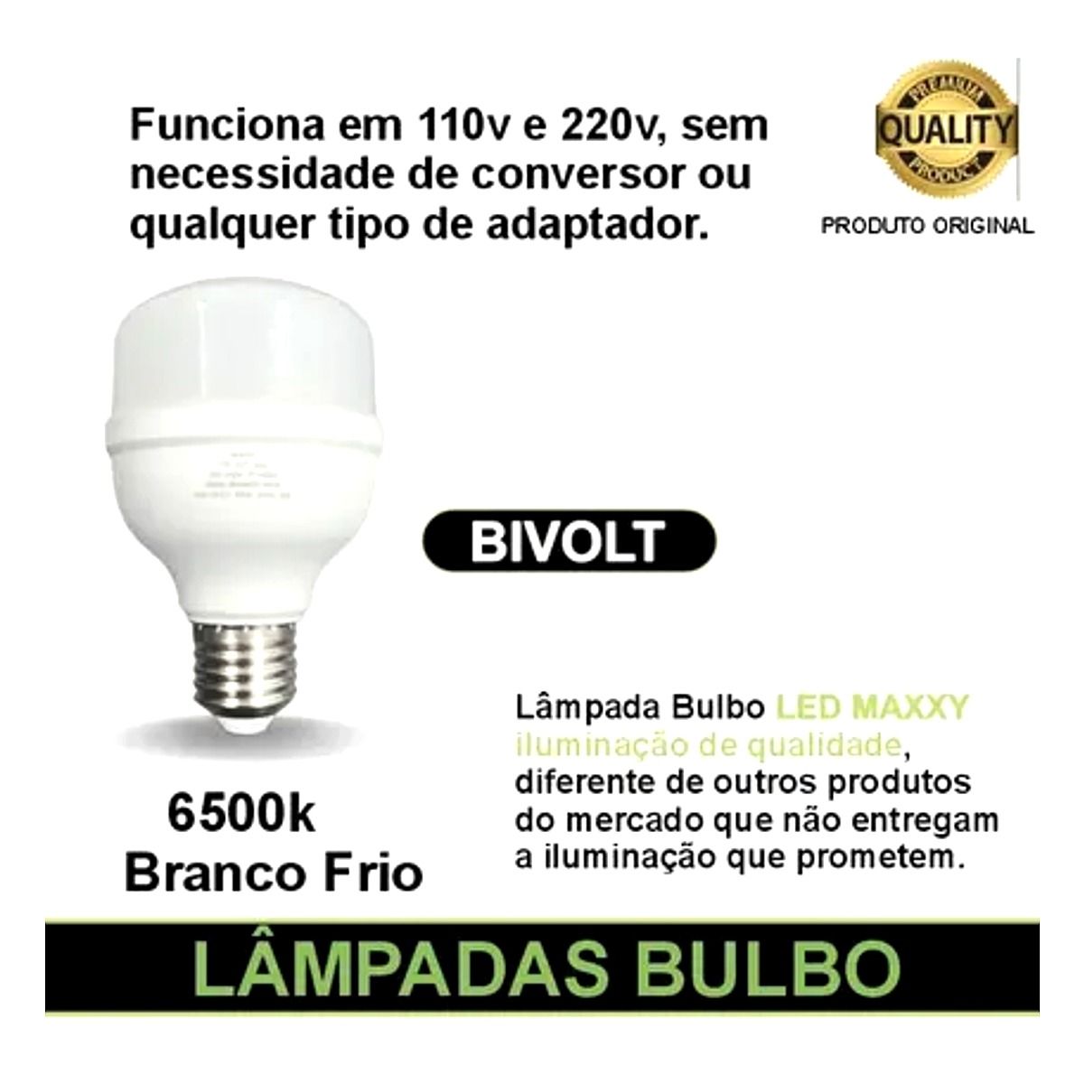 Lâmpada LED Bulbo 30W Maxxy base E27 branca potente para iluminação residencial e comercial em Maricá RJ
