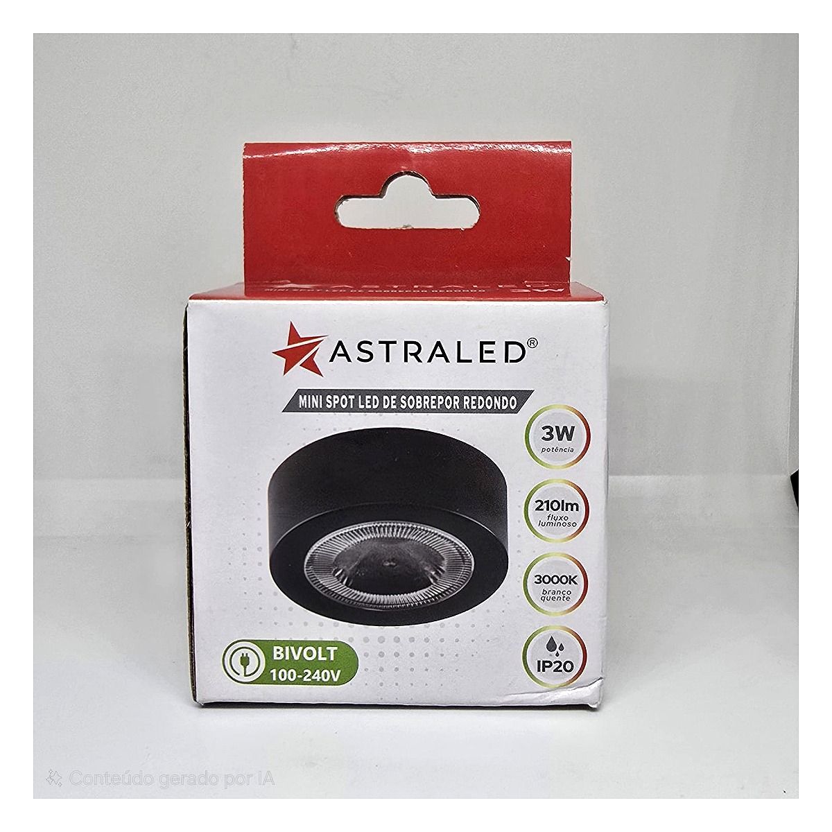 Mini Spot Led 3W Sobrepor Redondo - 3000k 3
