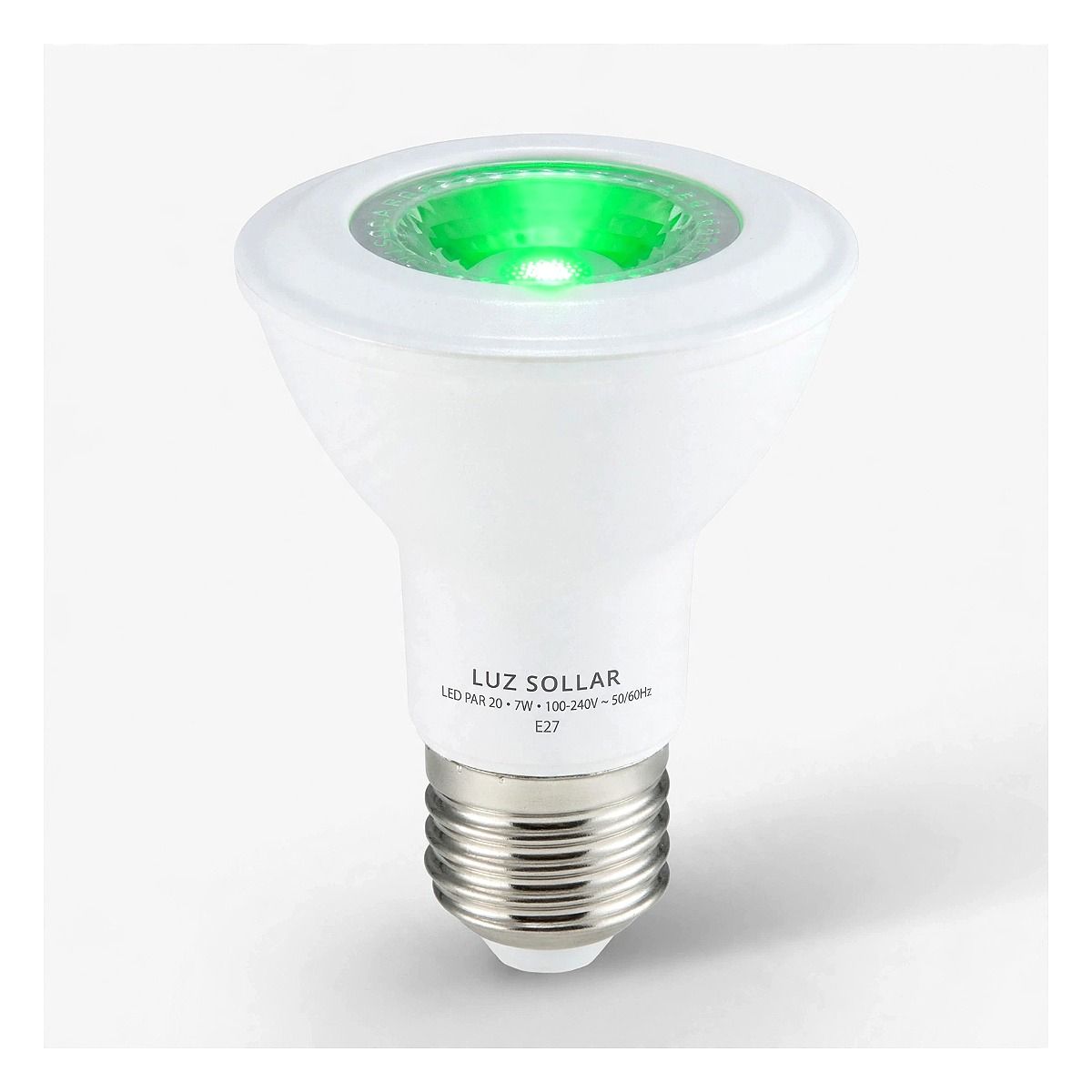 Lâmpada LED PAR20 7W E27 verde Luz Sollar para iluminação de destaque e jardins na Led Maricá RJ.