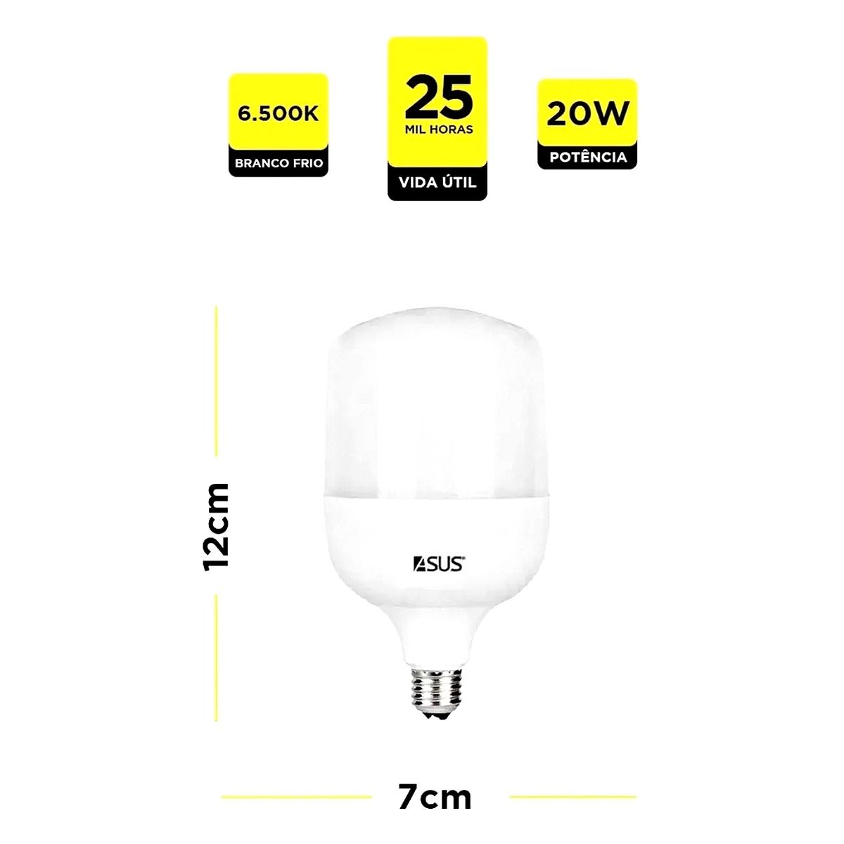 Lampada LED 20W Asus base E27 branca bivolt para residencias em Marica RJ