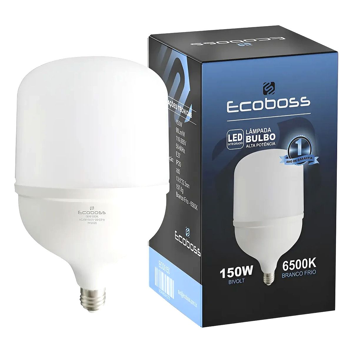 Lâmpada LED 150W Ecoboss base E27 branca potente para iluminação técnica na Led Marica Rio de Janeiro
