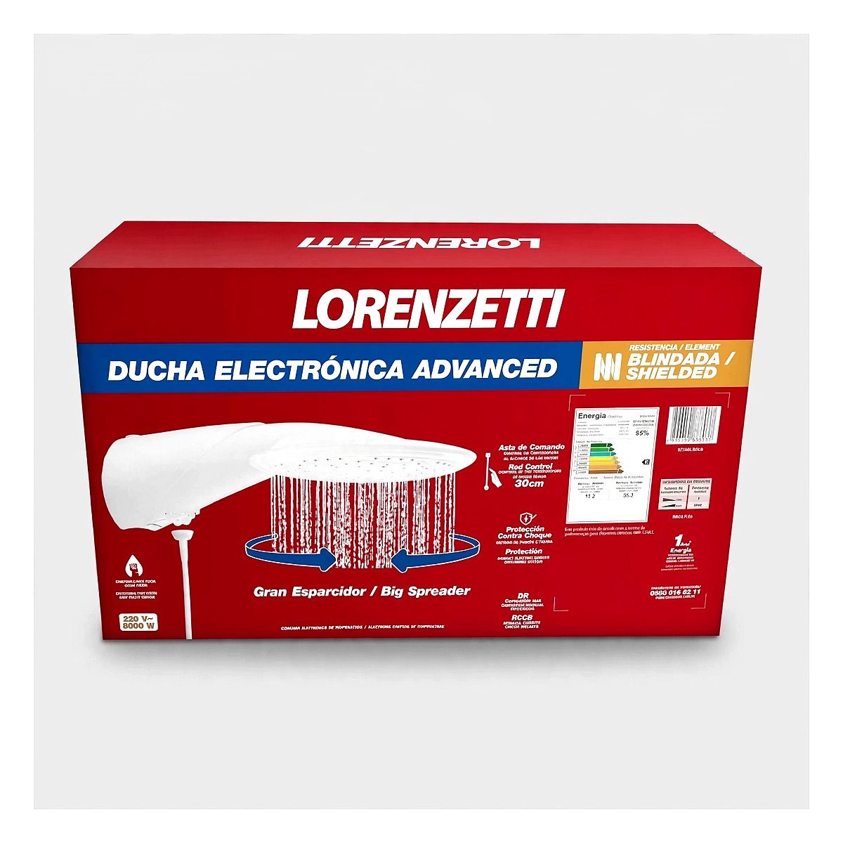 Chuveiro Lorenzetti Advanced Eletrônica com resistência blindada 220V em exposição na Led Maricá RJ.