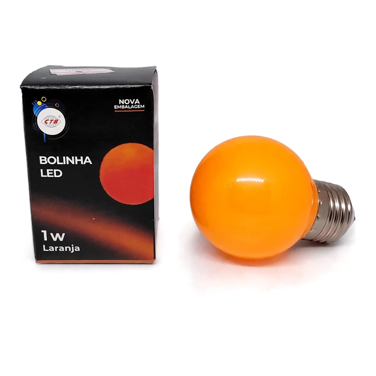 Lâmpada Bolinha LED 1W E27 Laranja CTB Lâmpada bolinha LED colorida 1W 127V E27 laranja CTB na Led Maricá RJ