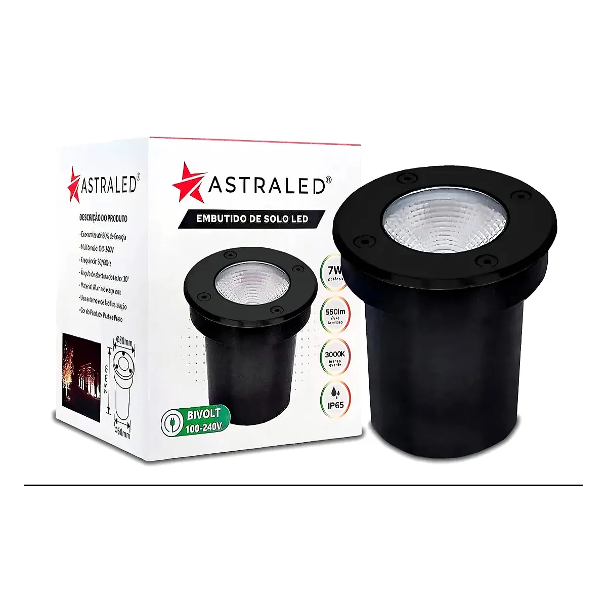 Espeto Embutido de Solo Led Felis 7W - 3000k Espeto Embutido de Solo Led Felis 7W - 3000k — Led Maricá