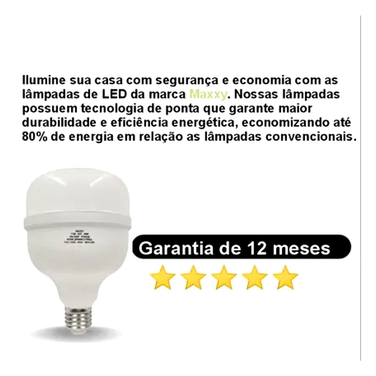 Lampada LED 50w T160 Maxxy alta potencia para grandes ambientes na Led Marica RJ