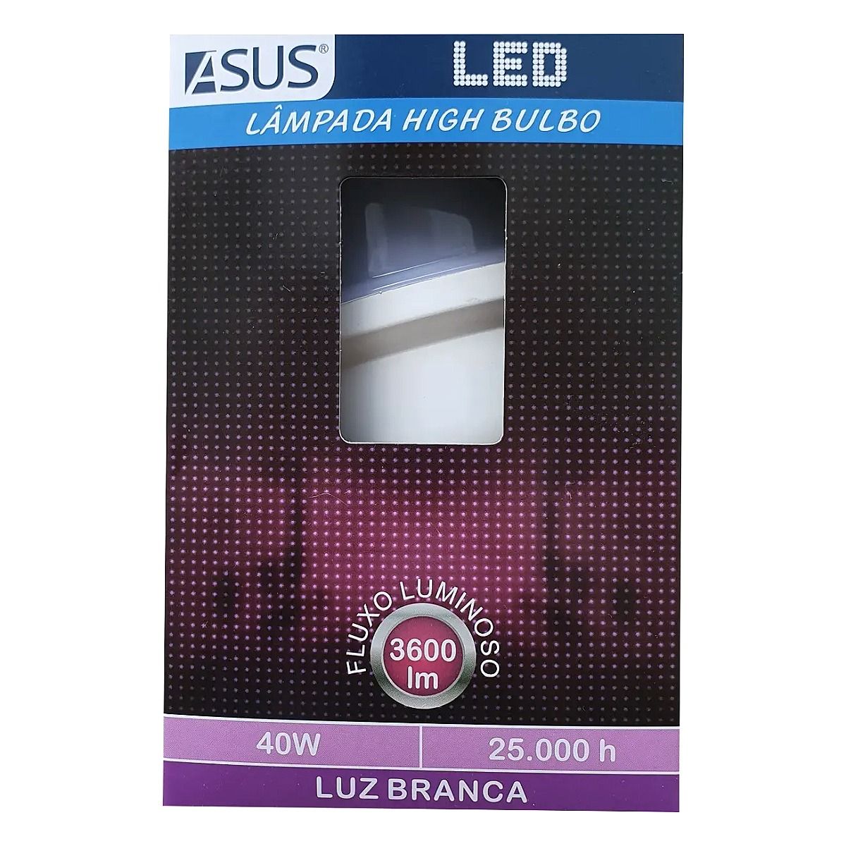 Lâmpada LED 40W ASUS base E27 branca potente para iluminação comercial e residencial na Led Maricá RJ.