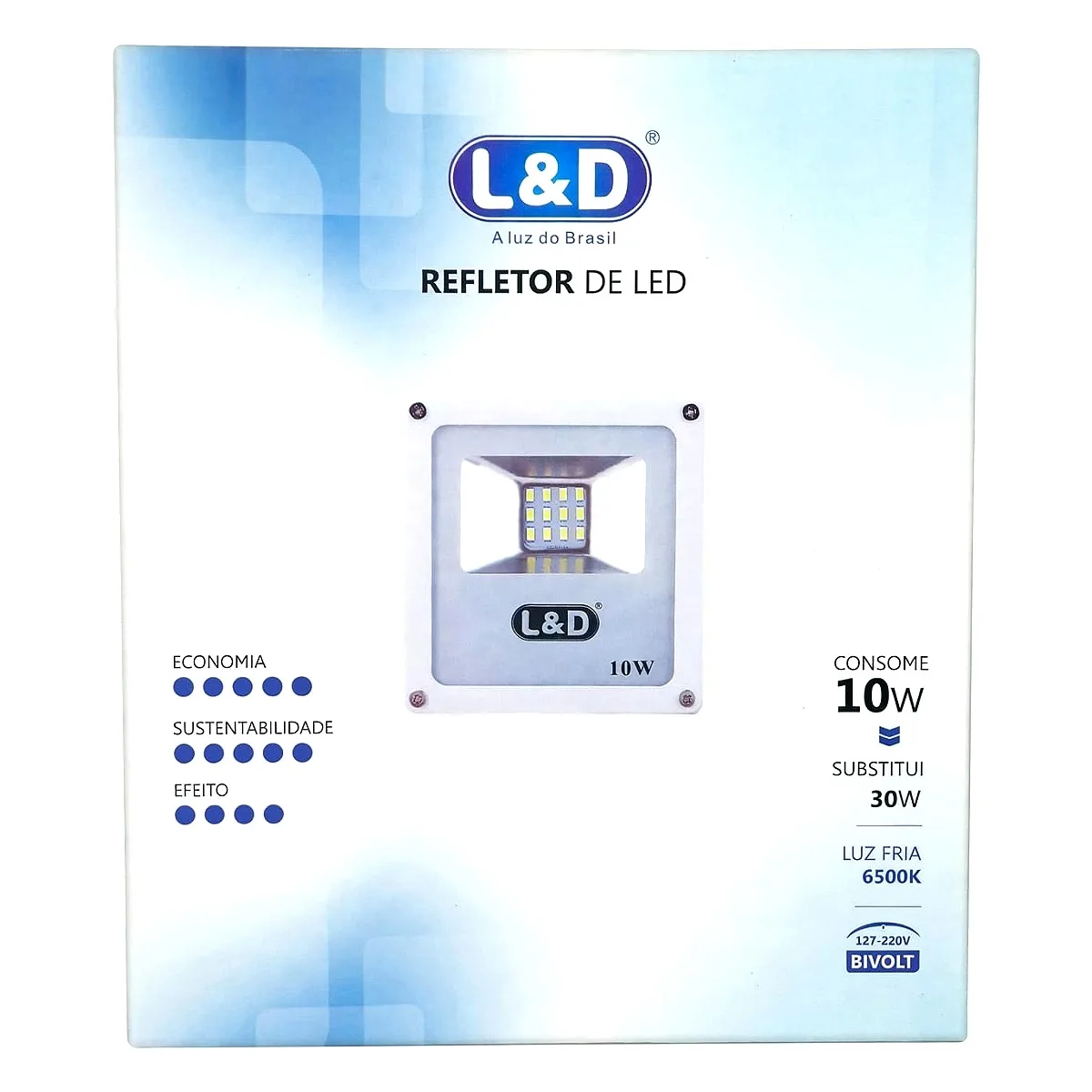 Refletor LED 10W 6500K Bivolt Refletor LED 10W bivolt 6500K luz branca fria da marca LED Maricá RJ.