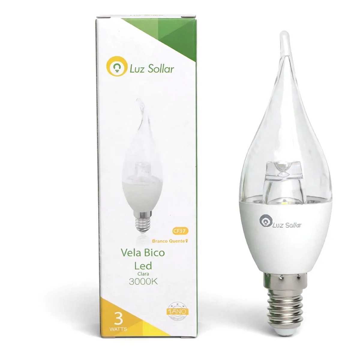 Lâmpada LED Vela Bico 3W E14 Luz Sollar Lâmpada LED Vela Bico 3W base E14 3000K Luz Sollar na Led Maricá RJ